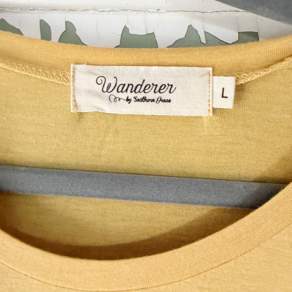 Wanderer by Southern Grace Yellow Cactus Kimono Sleeve Top Western Boho Large - Picture 3 of 4